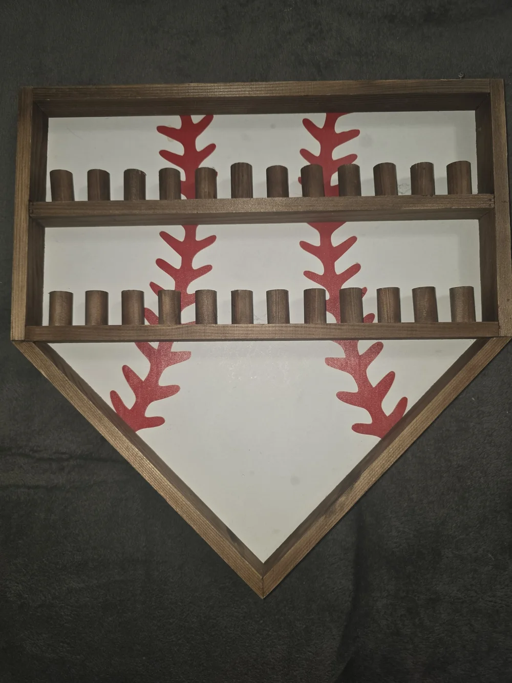 Baseball Home Plate Wall Shelf/Ring Holder - Red and White